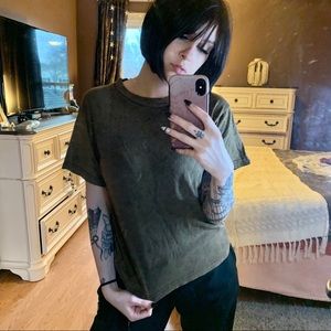 GROUND LEVEL Grunge Punk Brownwash T Shirt Top